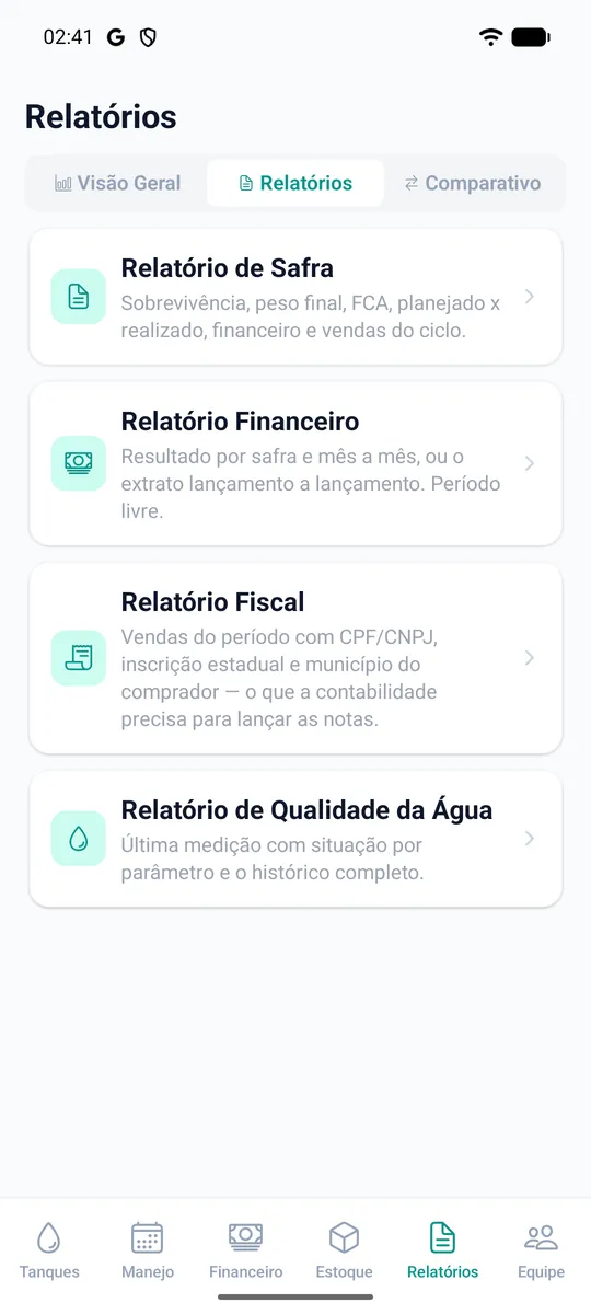 Lista dos relatórios, com o fiscal descrito como as vendas do período com CPF ou CNPJ do comprador.